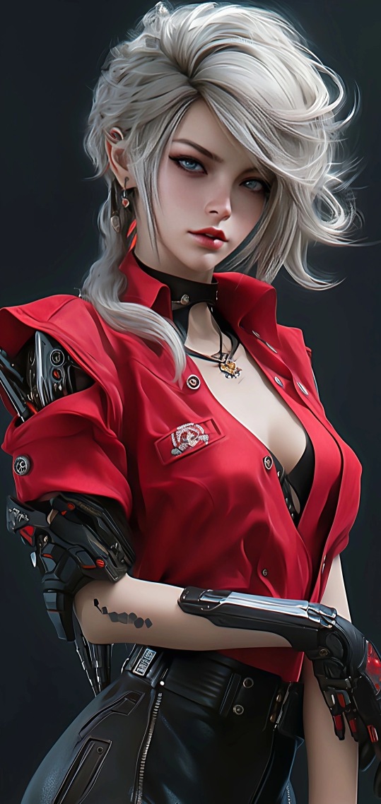 性感紅色白髮女神