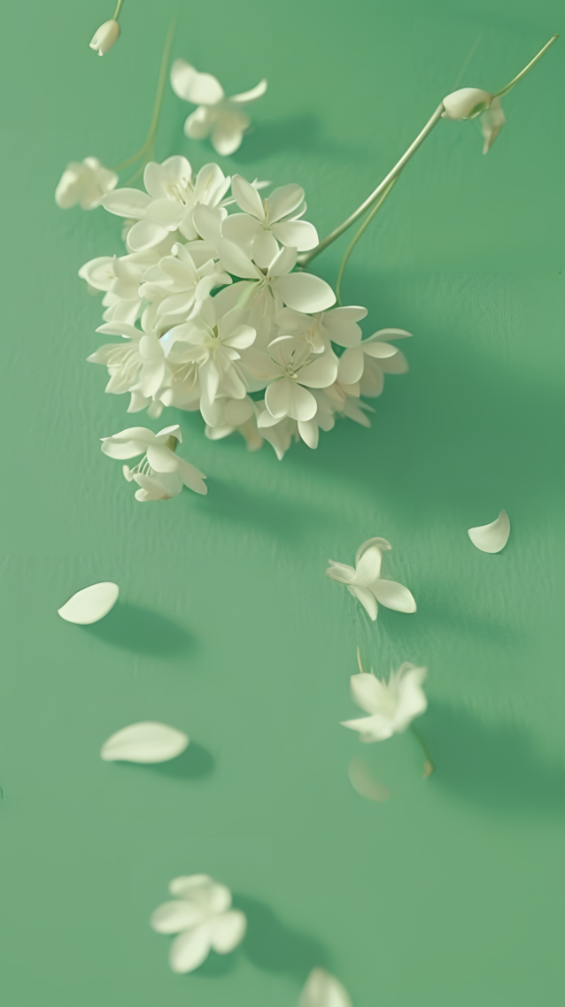 护眼绿色白花壁纸
