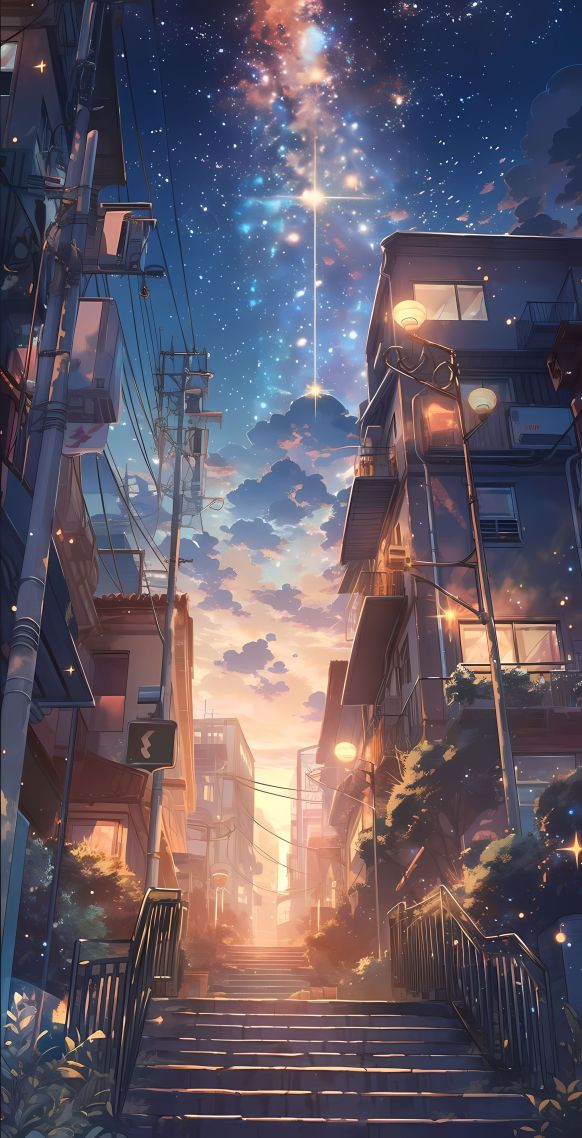 星空下的街道