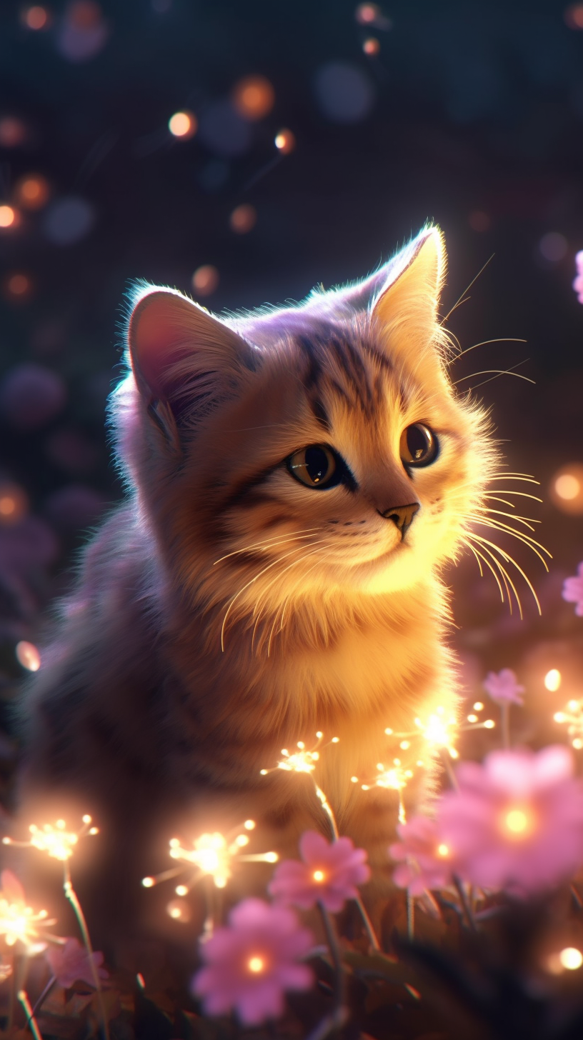 花丛中的猫
