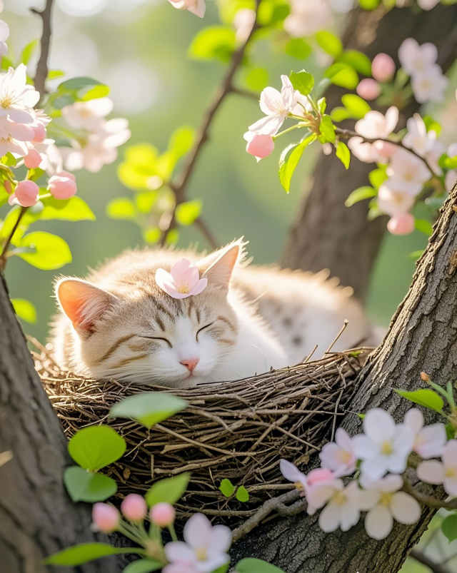 鸟巢里的猫