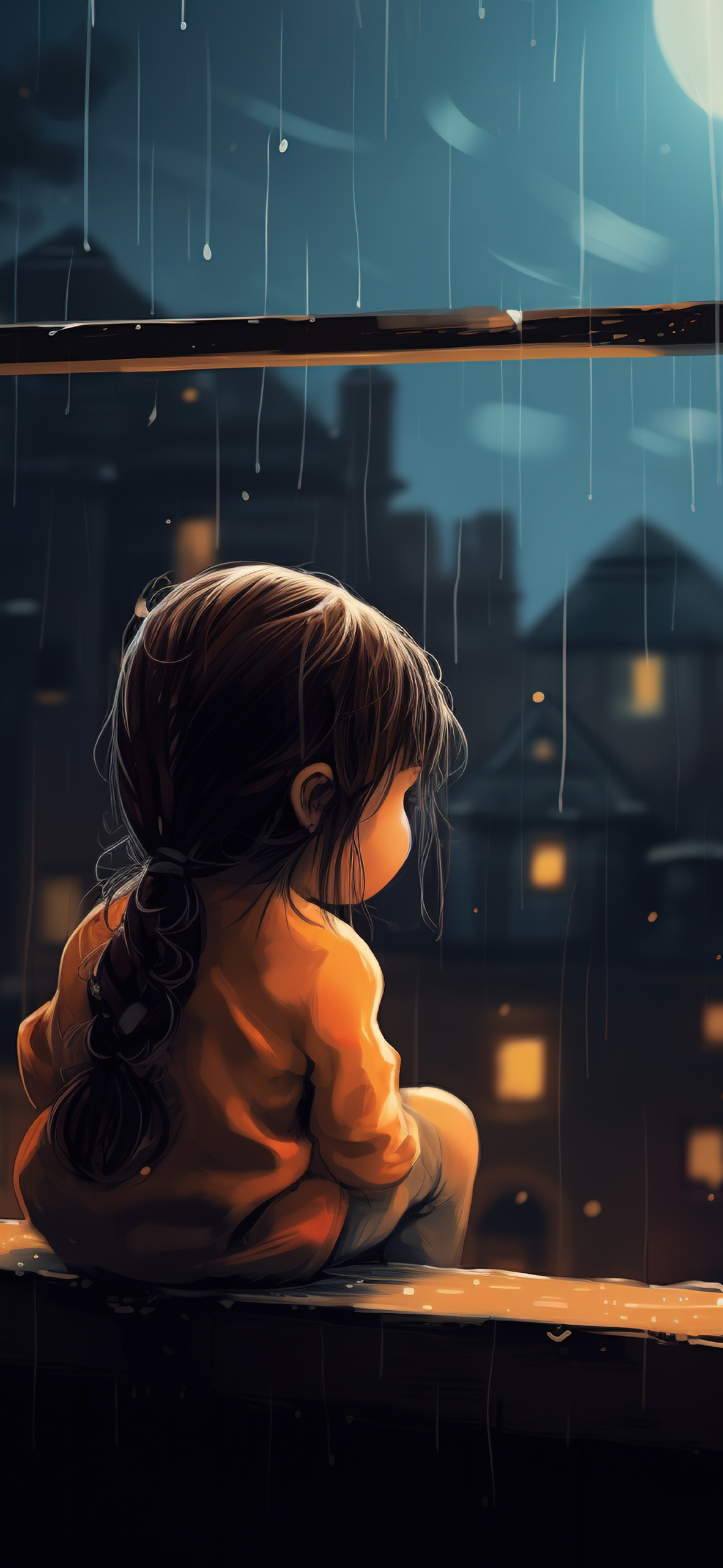 看雨小女孩
