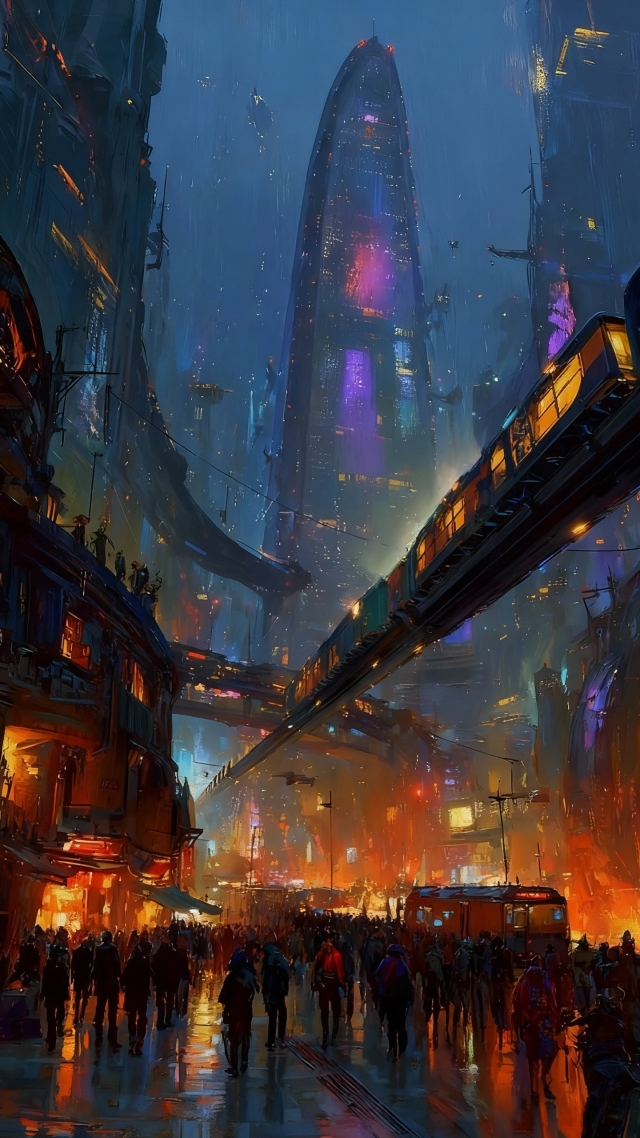 未来都市的霓虹交响