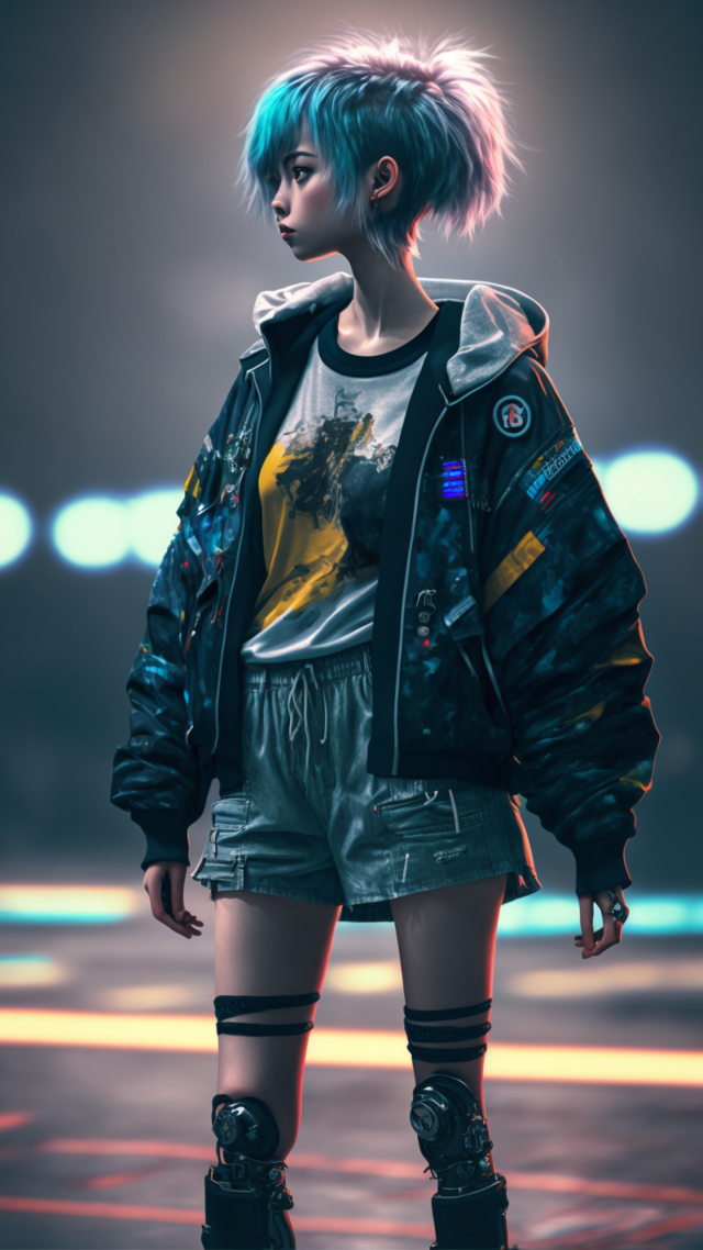 賽博朋克短髮少女