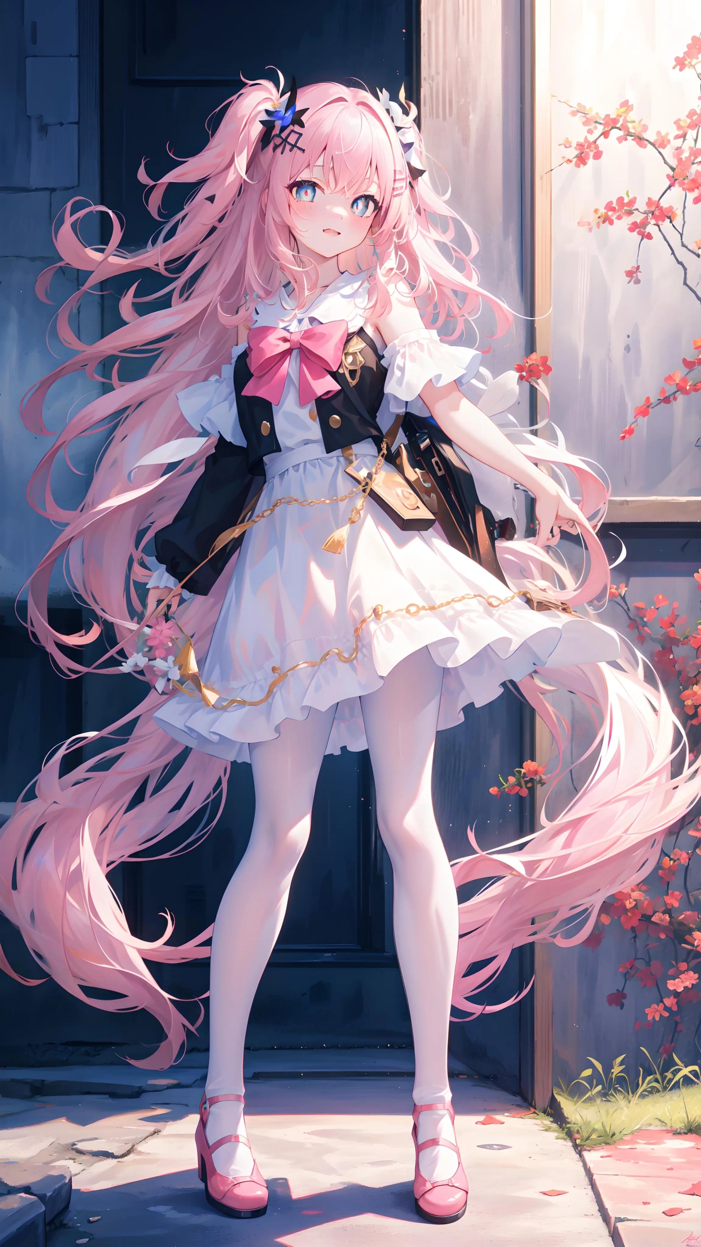 粉色頭髮可愛少女