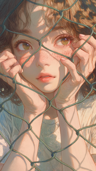 铁网甜美女孩