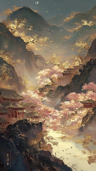 花海山居图