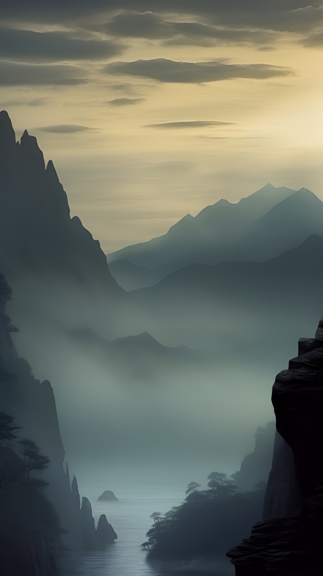 山峦暮色