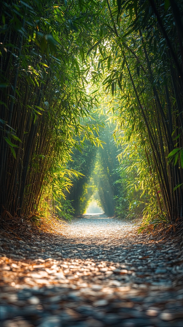 陽光竹林小徑