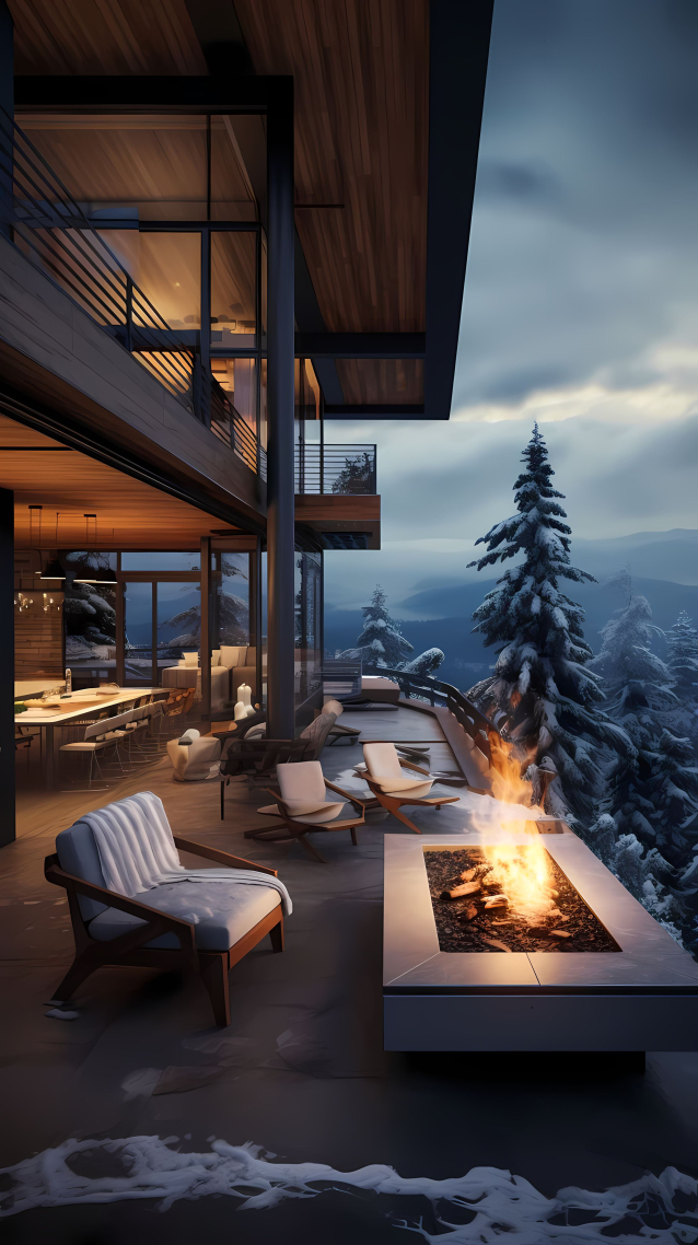 4K冬季林中小屋雪景