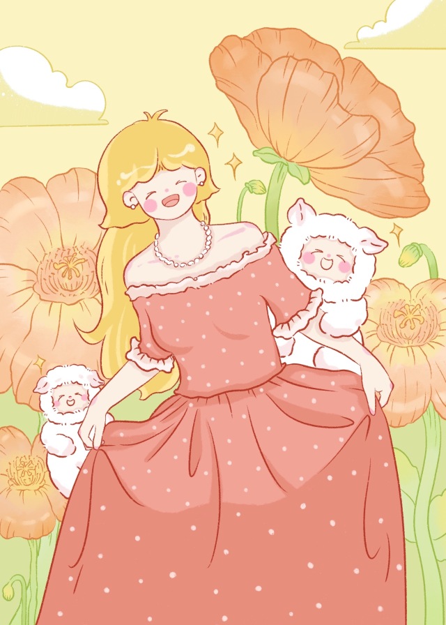 虞美人插画壁纸