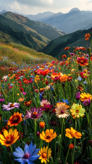 山坡鲜花