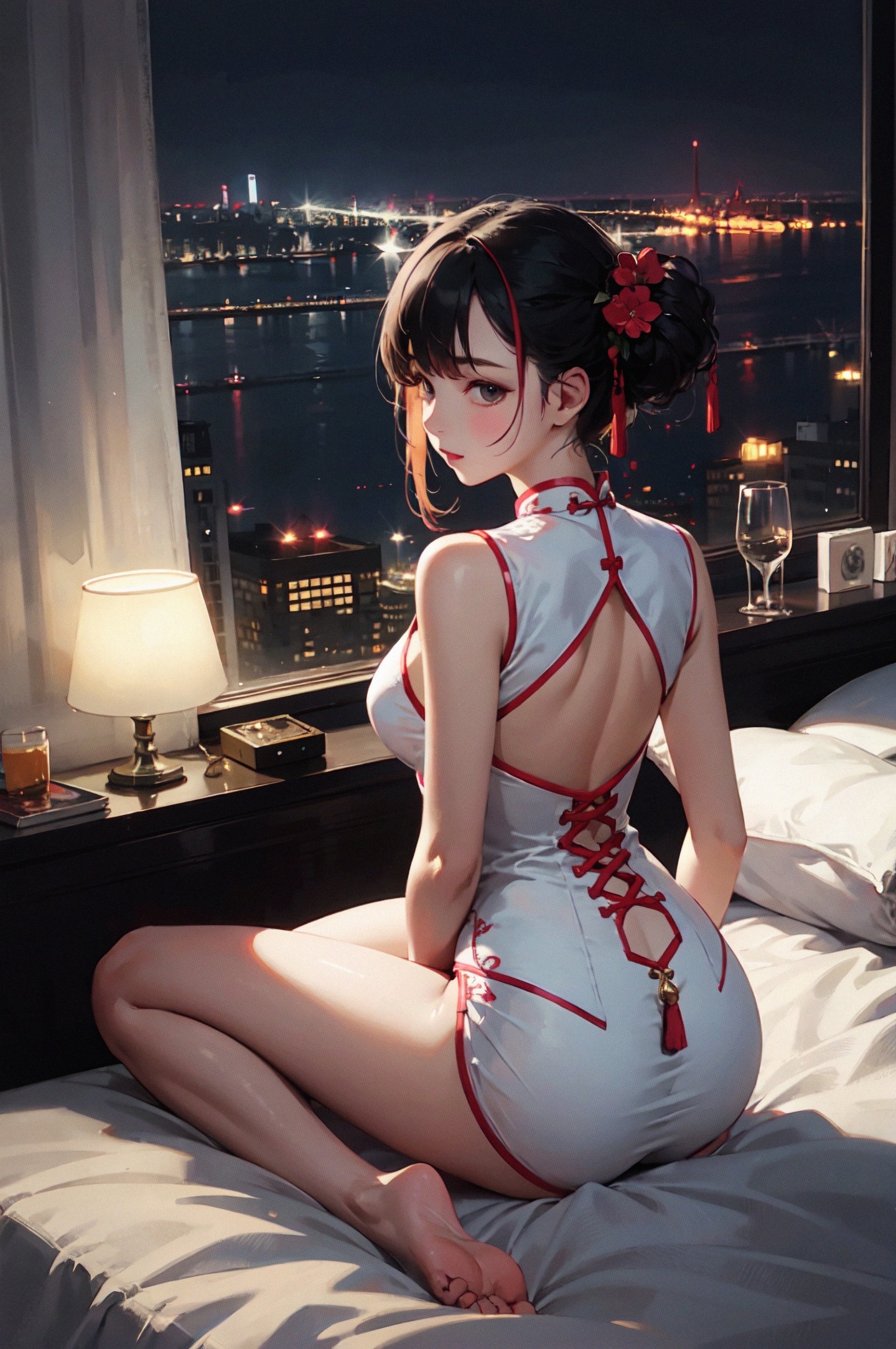 4K 旗袍少女背影