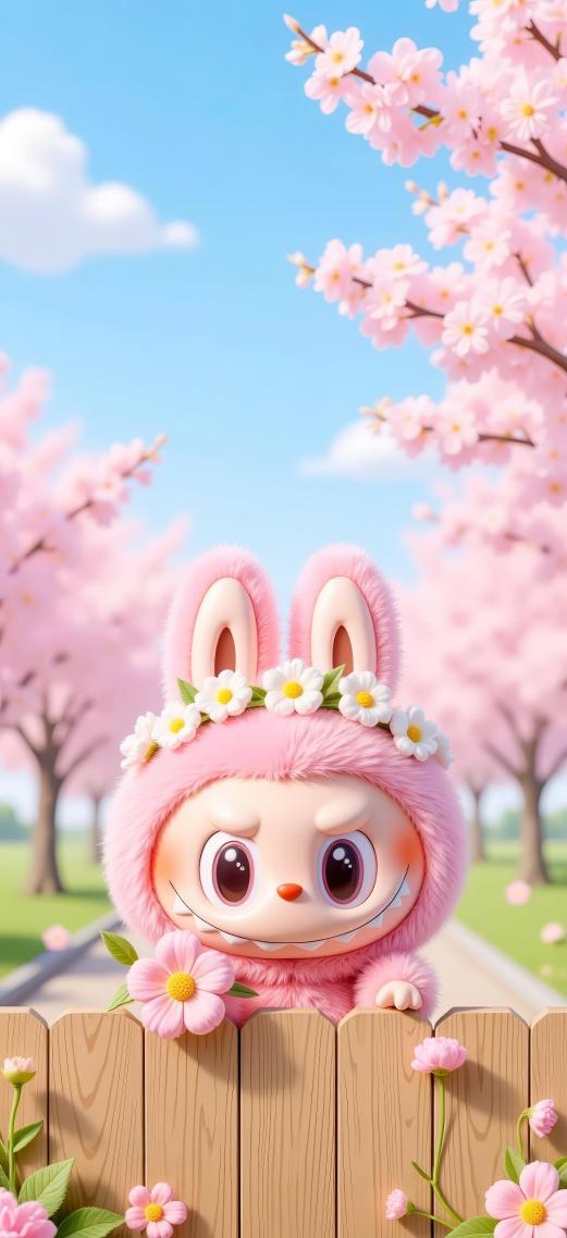 樱花Labubu壁纸