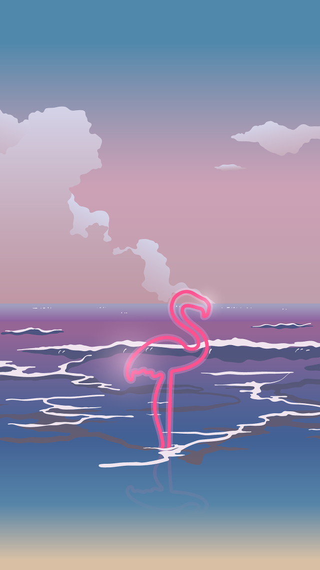 微信背景图高清#火烈鸟插画 意境 (1)
