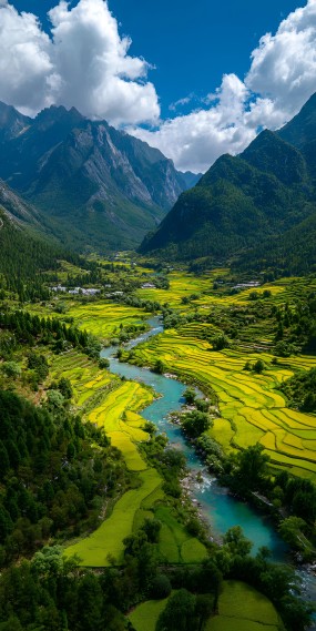 山谷秘境，稻香溪影
