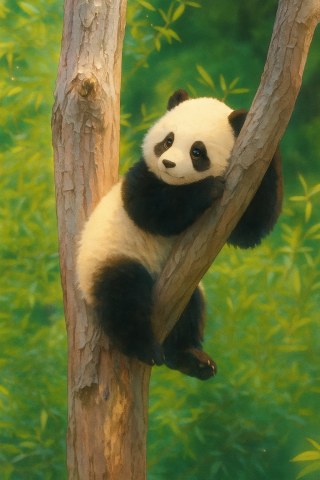 爬树的熊猫