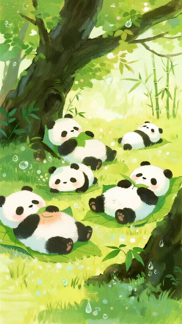春与熊猫 护眼绿