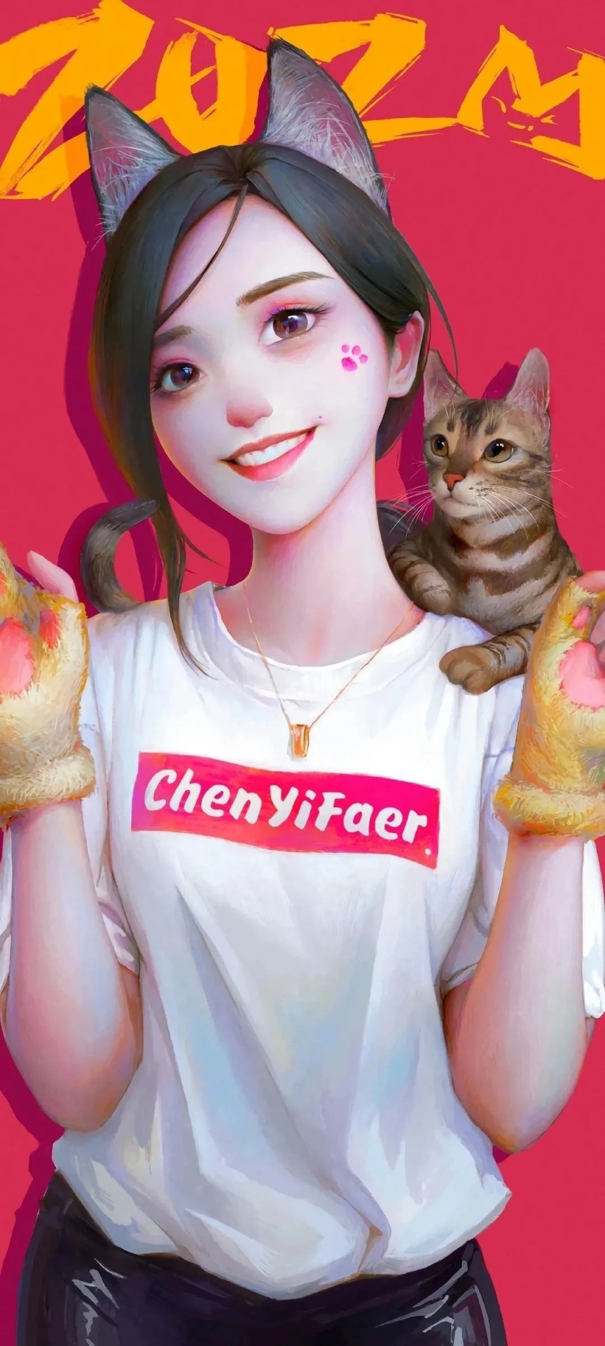 微信屏保壁紙小貓女