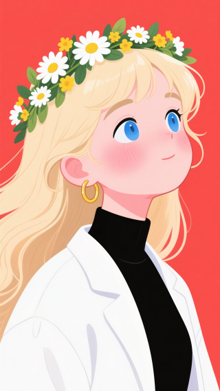 美丽花环少女
