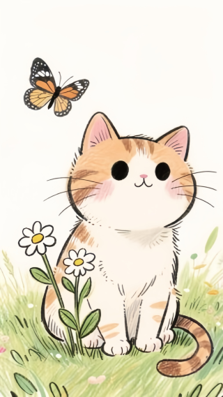 手画可爱猫