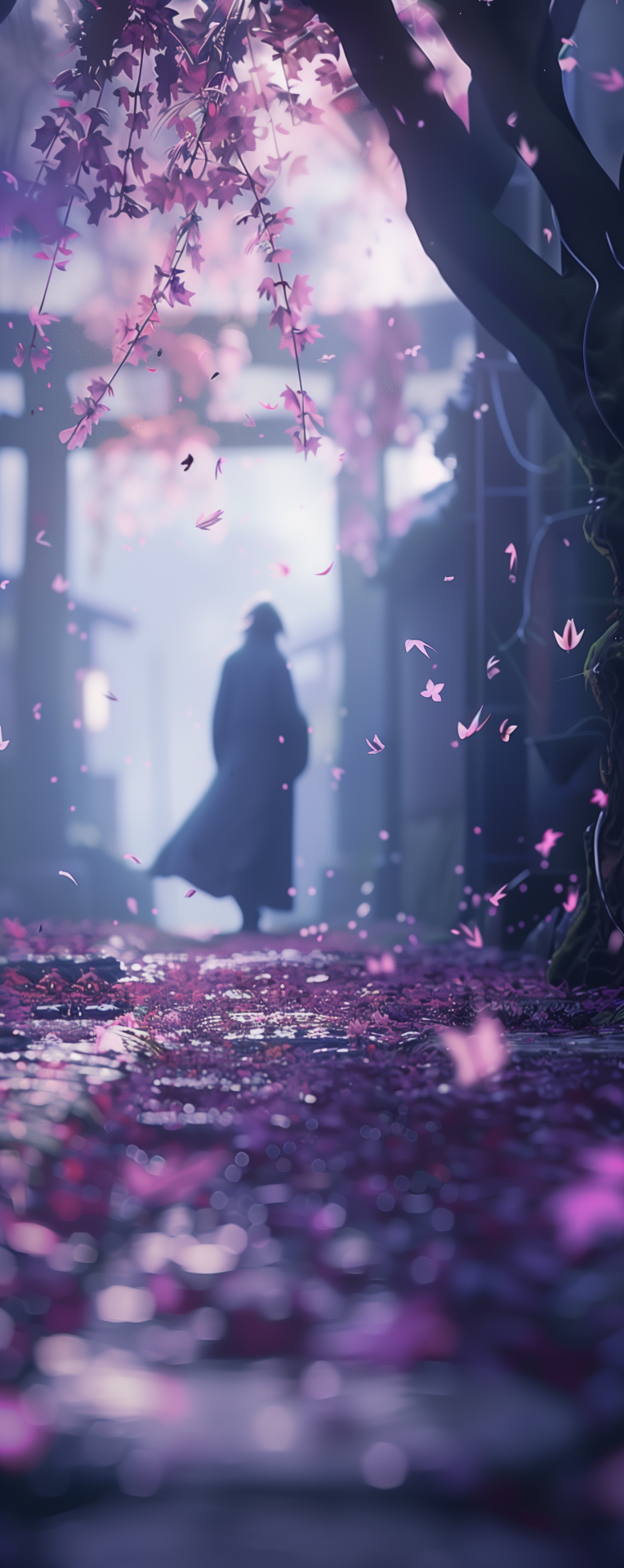 街道落滿花
