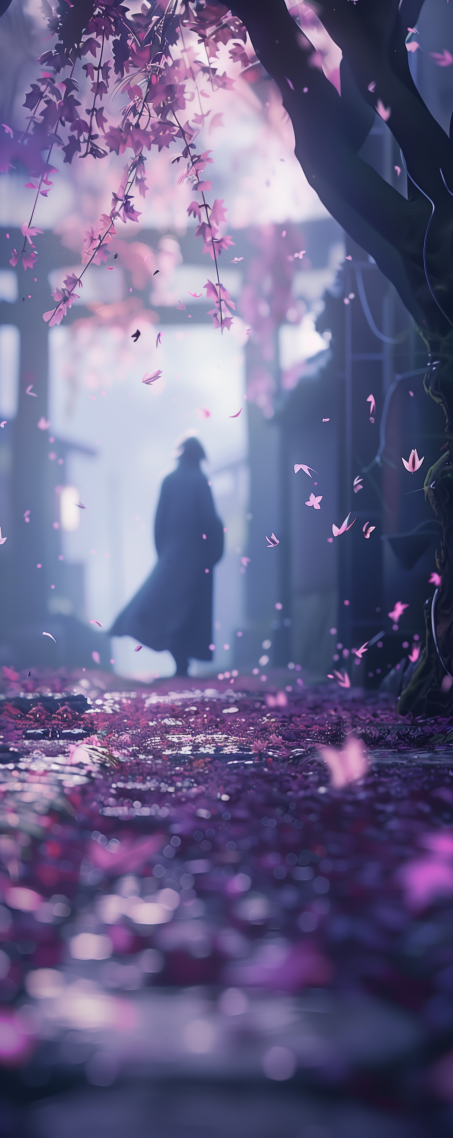 街道落滿花