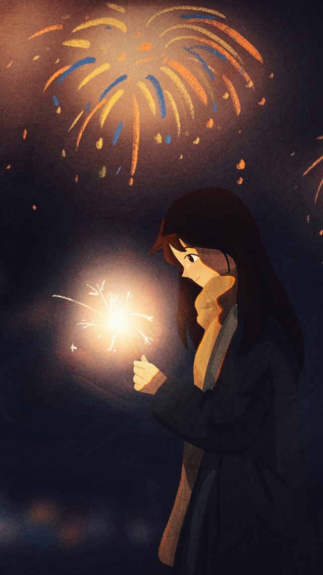 放烟花的少女