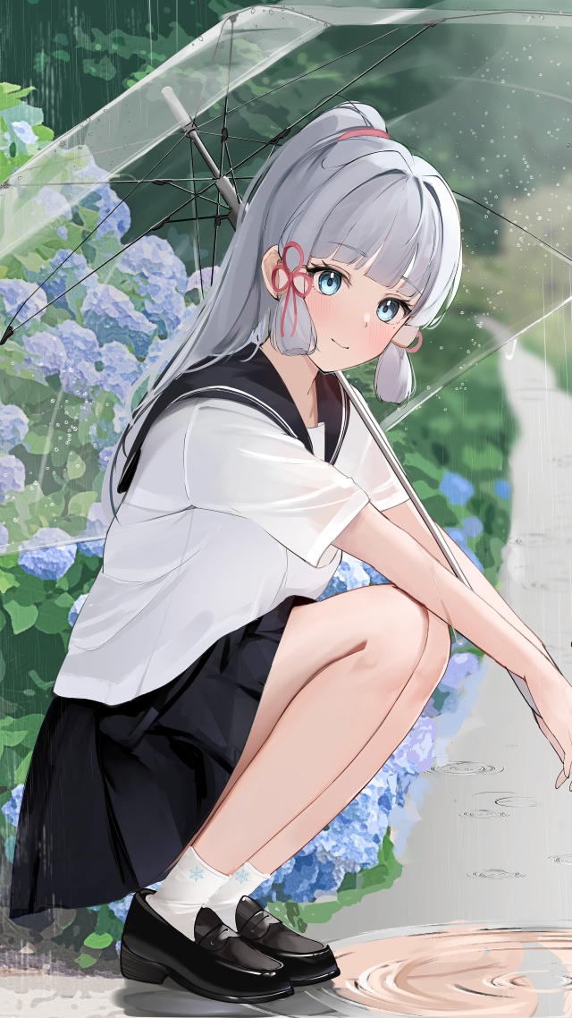 打伞少女(动漫手机静态壁纸) - 动漫手机壁纸下载 - 元气壁纸