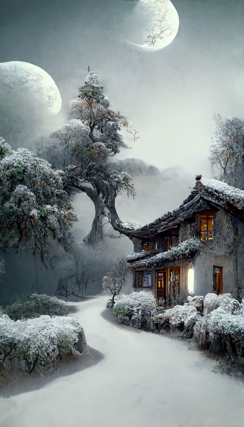 门前雪景