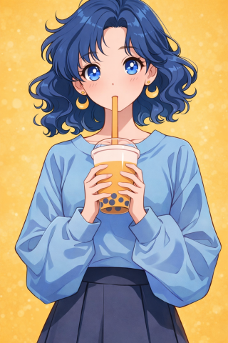 美少女战士喝奶茶