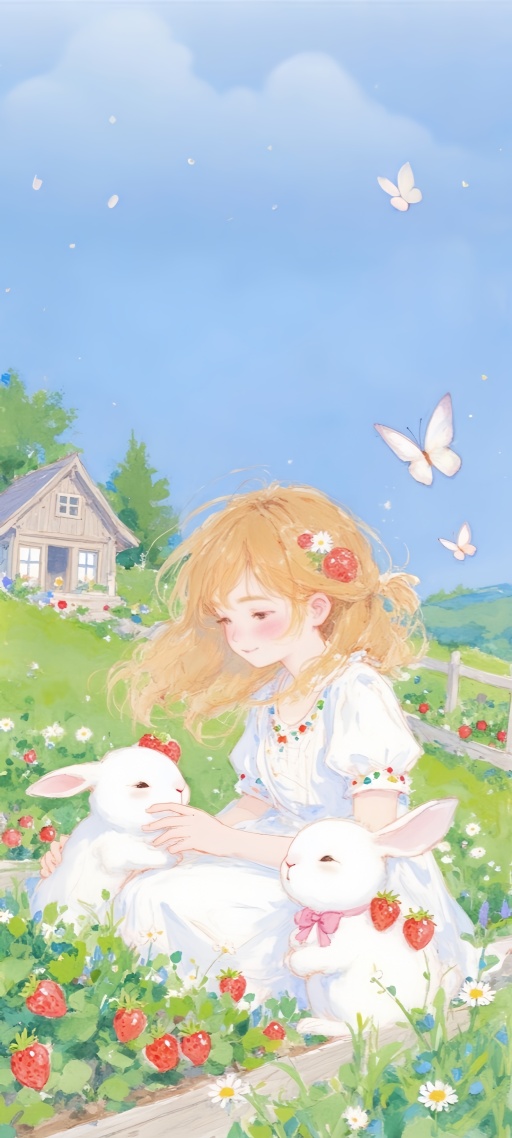 少女·白兔·花蝶漫舞