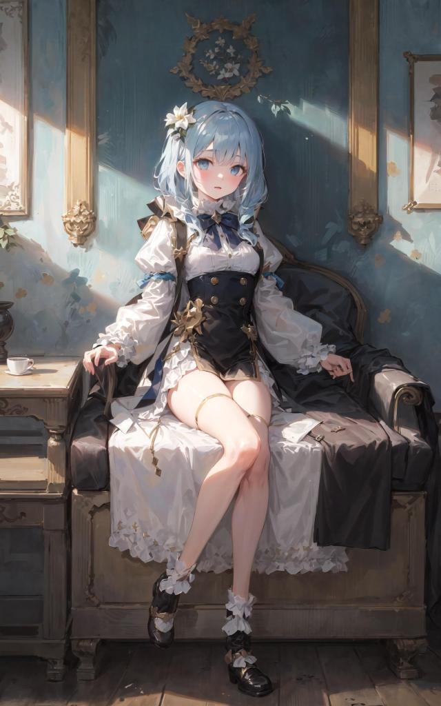 可爱的蓝发少女