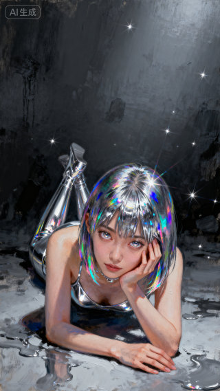 油画质感美女