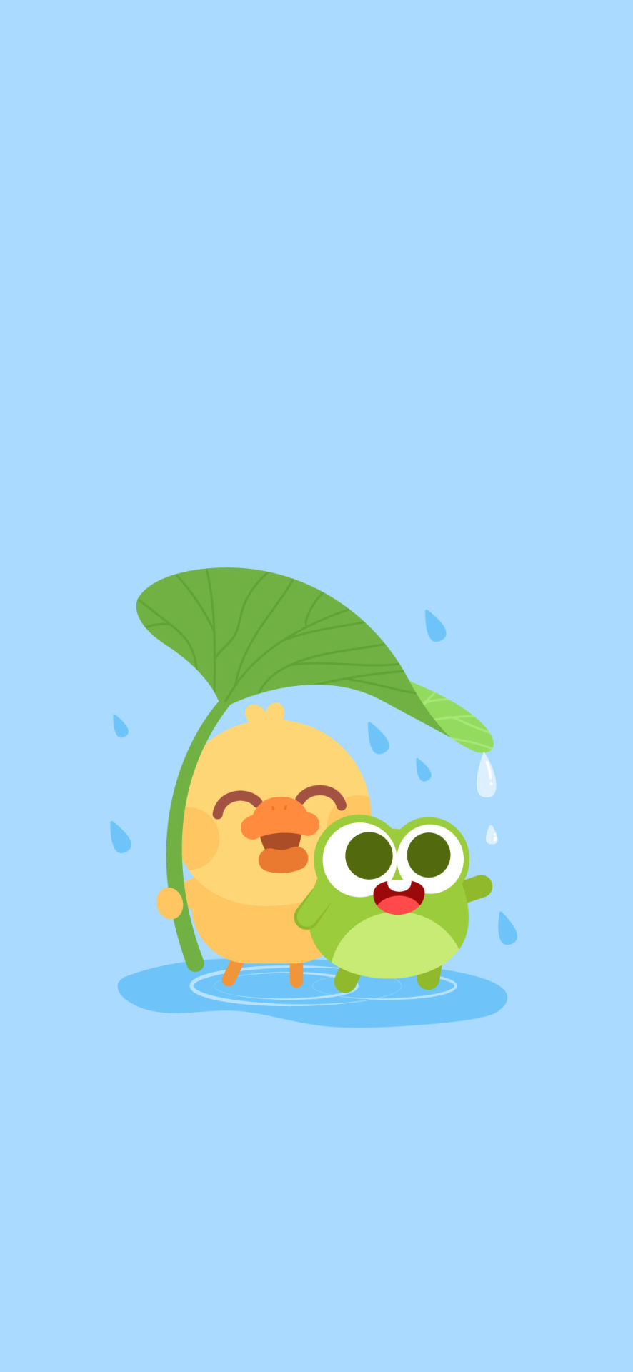 藍色下雨天簡約插畫