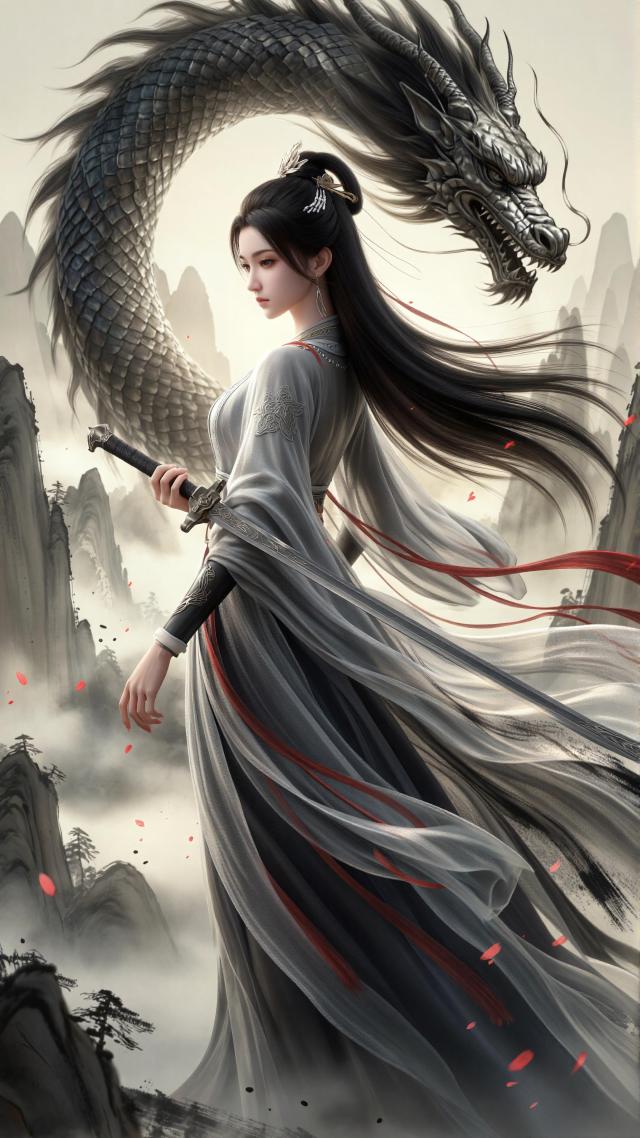 水墨风仙侠女子