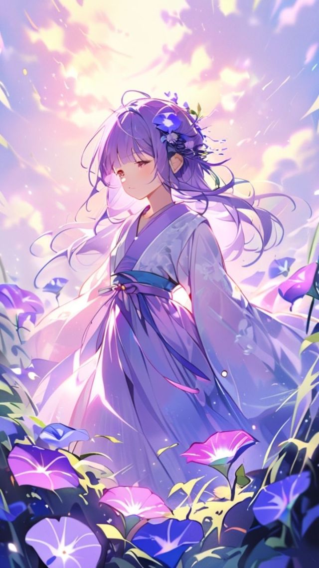 紫色古风汉服少女(动漫手机静态壁纸) - 动漫手机壁纸下载 - 元气壁纸