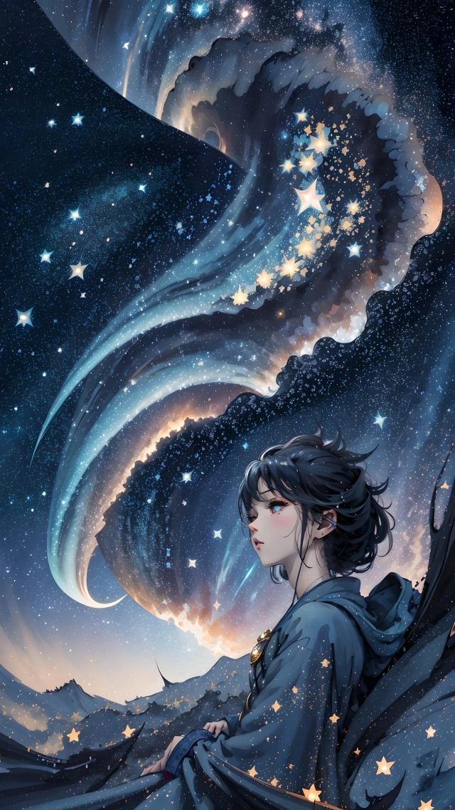 唯美星空插畫