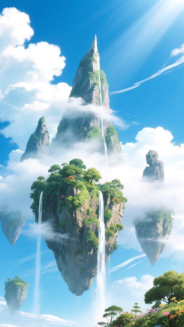 悬瀑逸云间