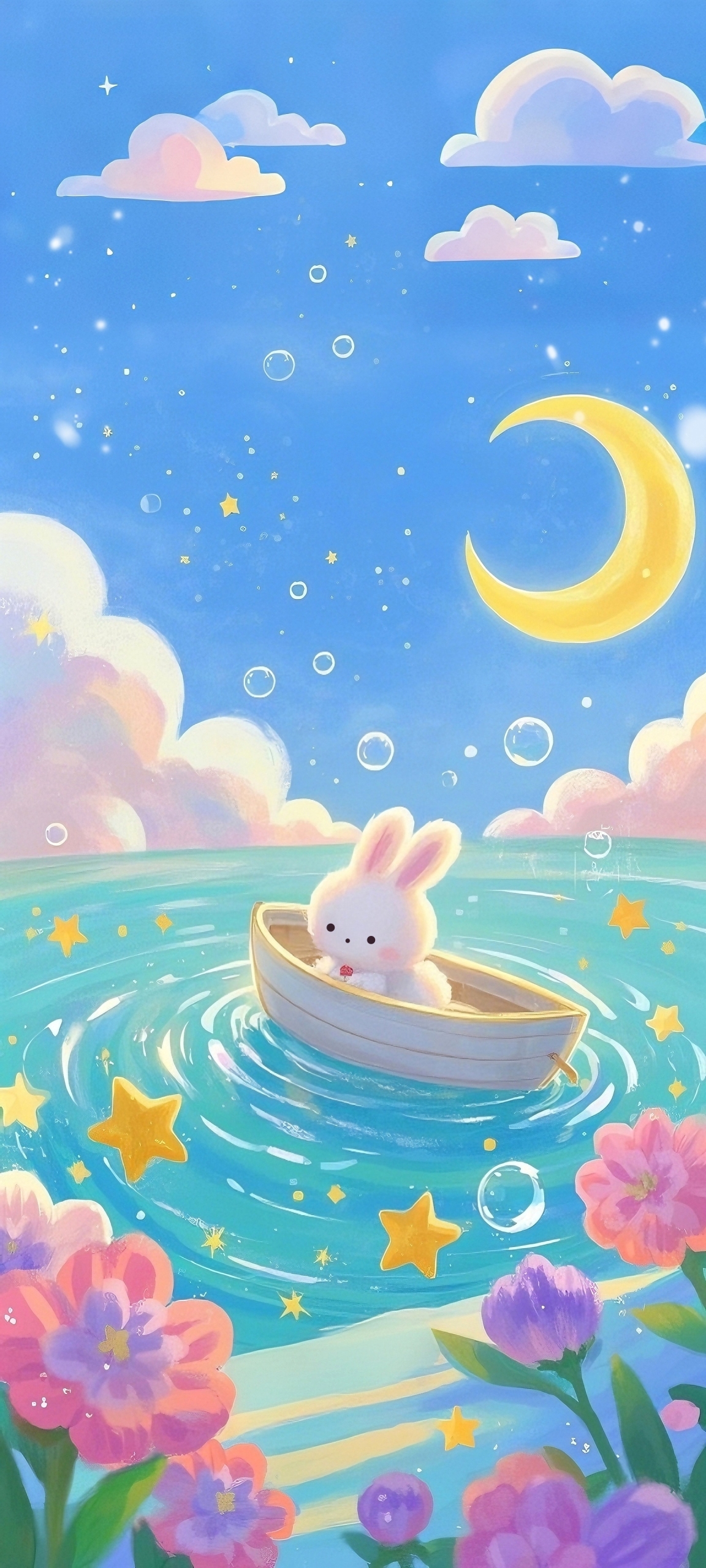 雲朵與繁星下的小兔航途