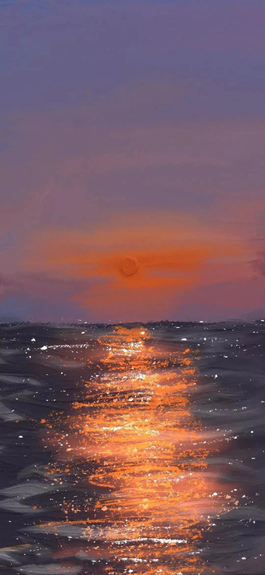 夕陽油畫