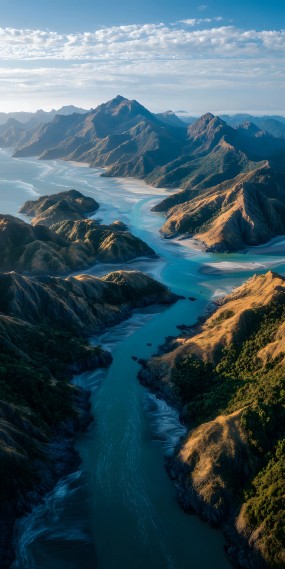 河流与山峦的交响，自然的壮丽画卷