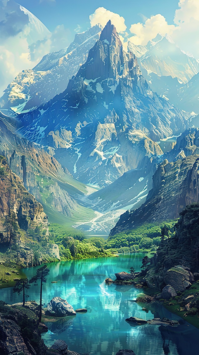 夢幻雪山湖泊