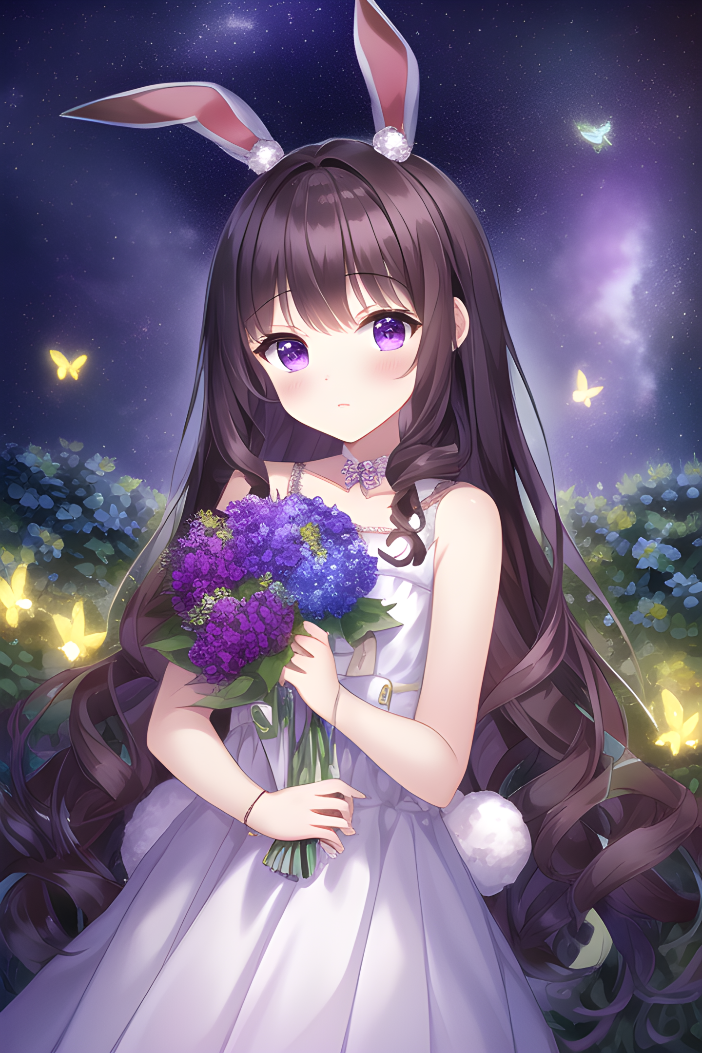 抱著花束的小女孩