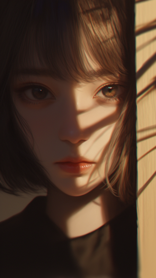 气质短发光影美女