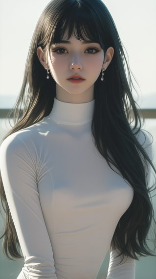 海边长发女孩