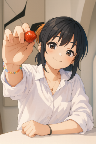 喂草莓的少女