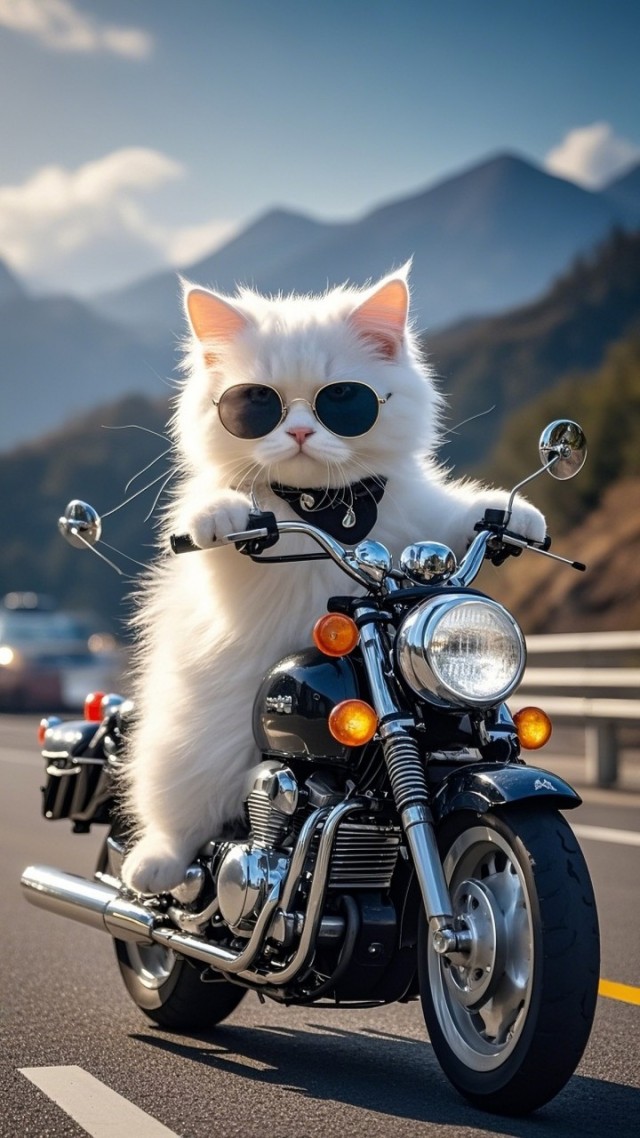 猫咪骑摩托