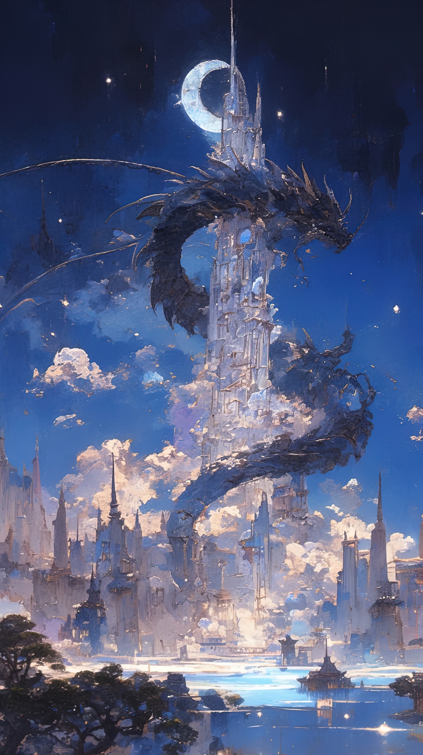 插畫水晶塔盤龍