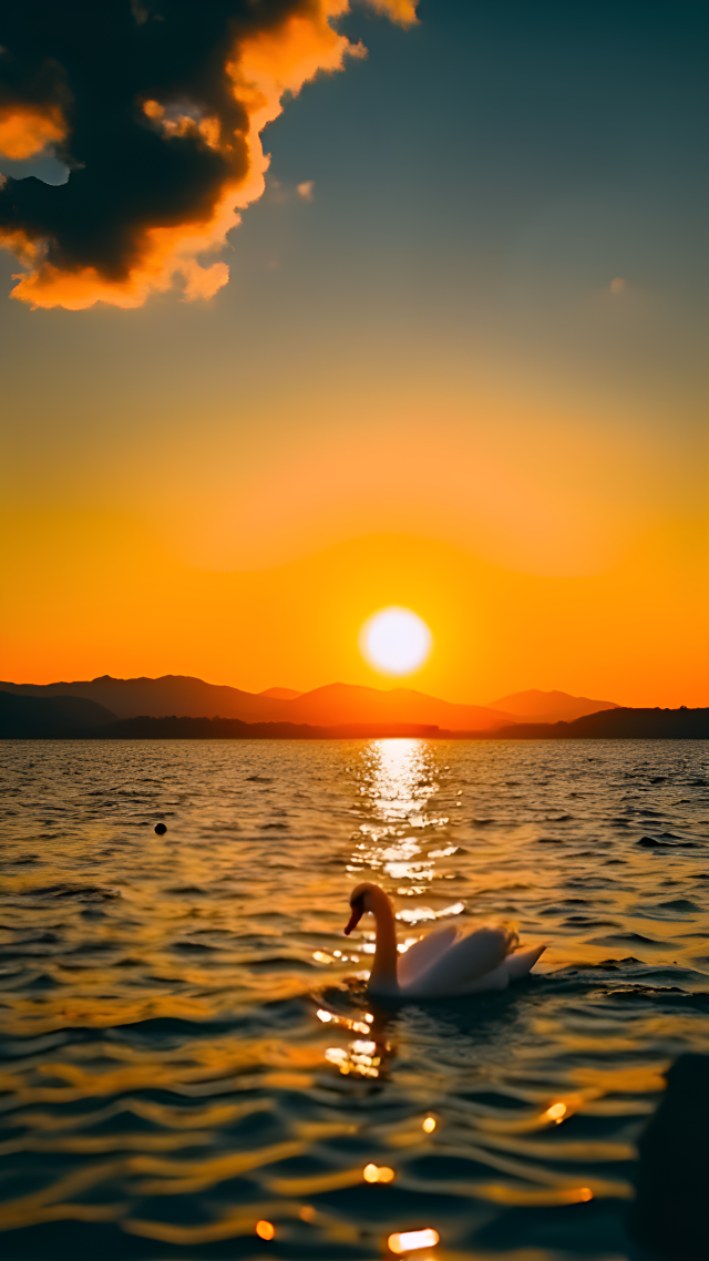 夕阳无限好 水面上的鹅